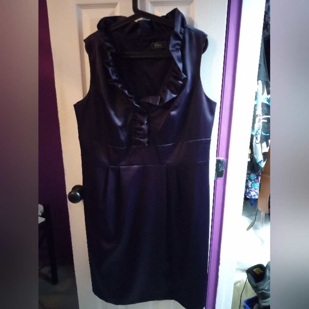 Plus size eggplant ruffle dress